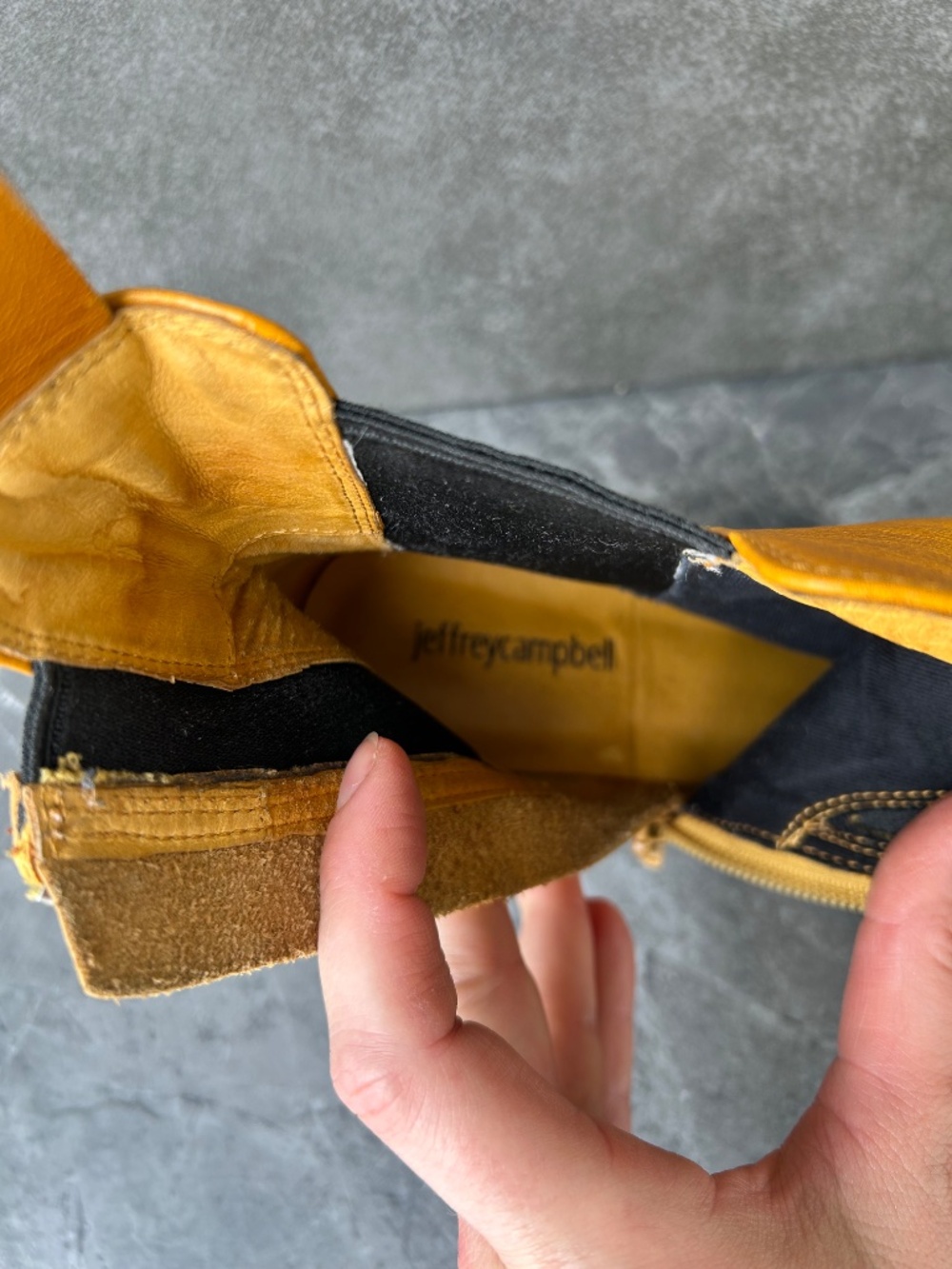 JEFFERY CAMPBELL Yellow Western Ankle Boot Leather Size 8 - Picture 4 of 6